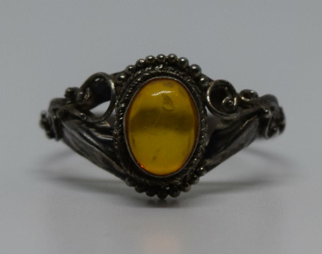 Dainty Native American Amber Sterling Ring (1 of 3)