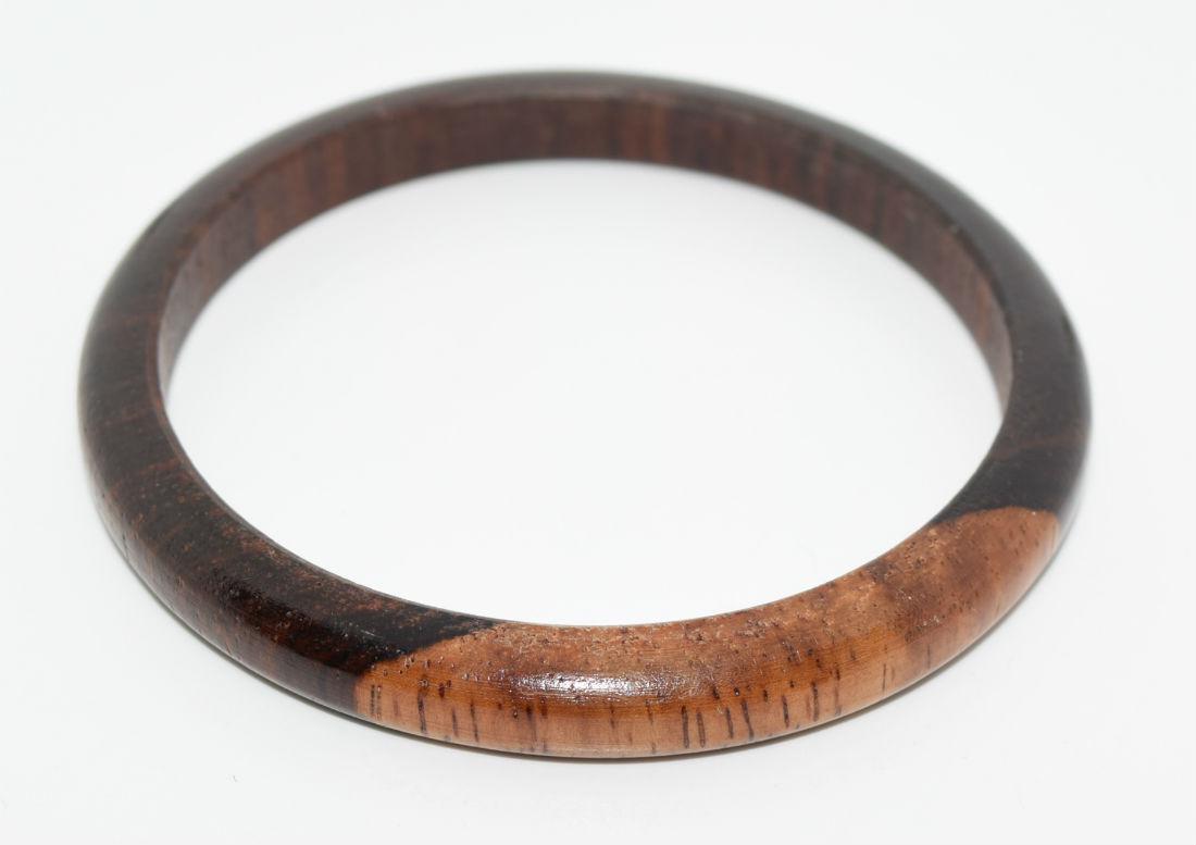 Vintage Polished Wood Costume Bangle Bracelet (1 of 2)