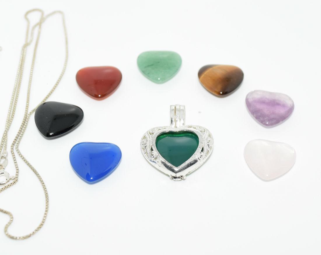Sterling Heart Natural Stones Necklace (1 of 3)