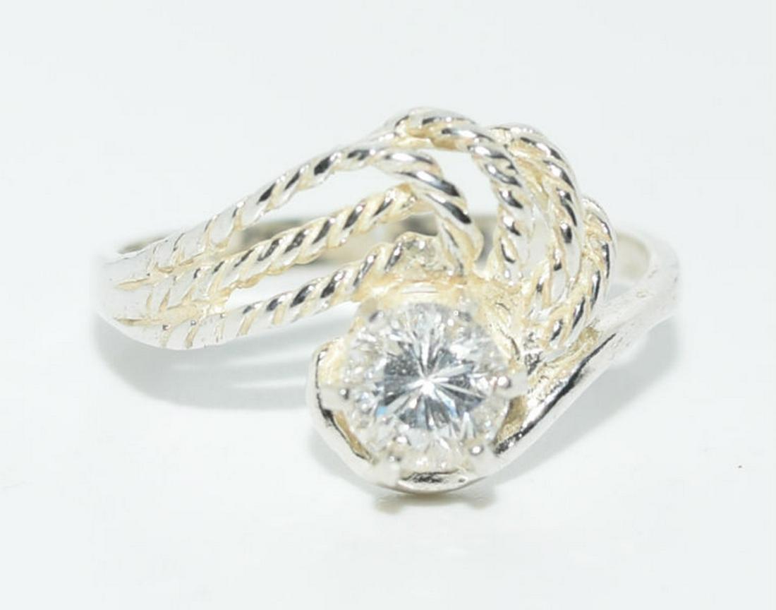 Sterling Silver Twisted Rope CZ Ring sz 8 (1 of 3)