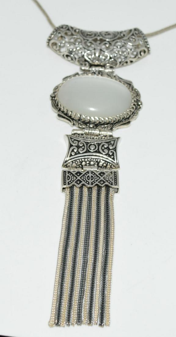 Large Sterling Scroll Tassel MOP Necklace (1 of 5)