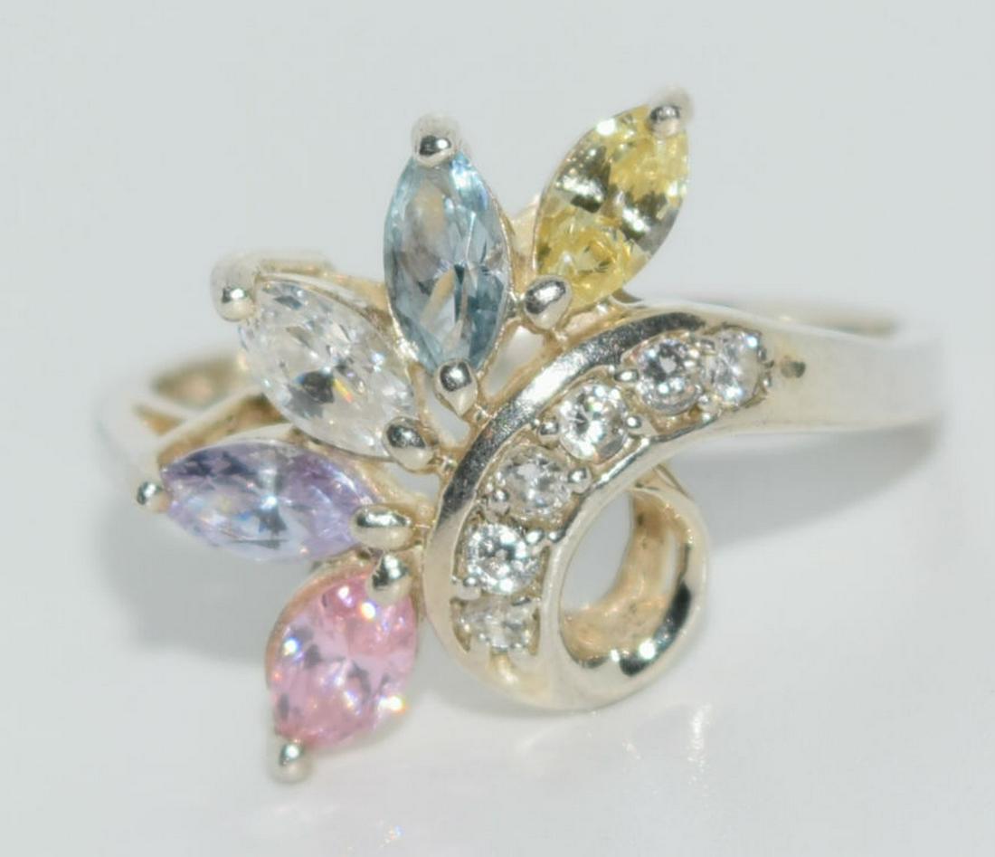 Sterling Silver Multi Colored Cocktail Ting sz 8.5 (1 of 4)