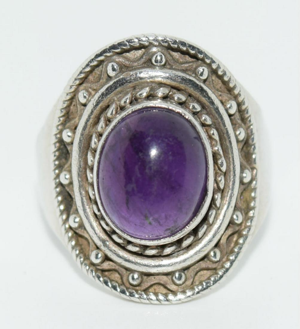 Vintage Sterling Amethyst Dome Ring Size 10 (1 of 4)