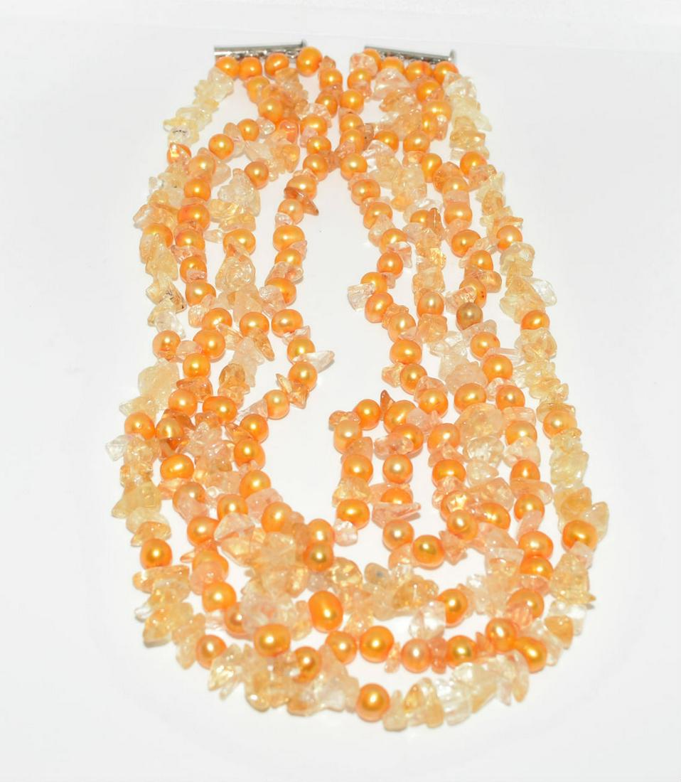Mutli Stand Gold Pearl & Citrine Necklace (1 of 4)
