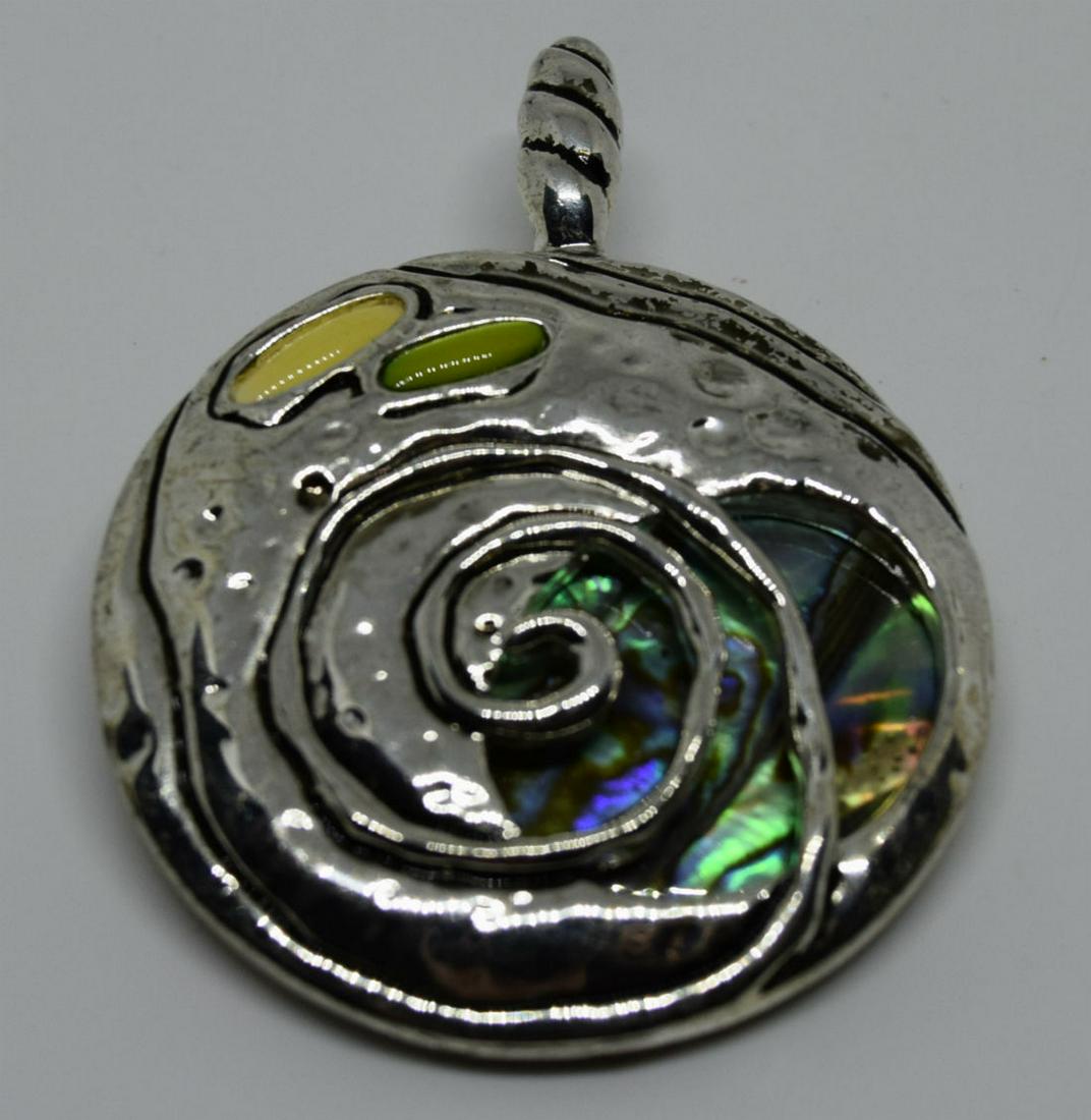 Silver Tone Artisan Abalone Pendant (1 of 2)