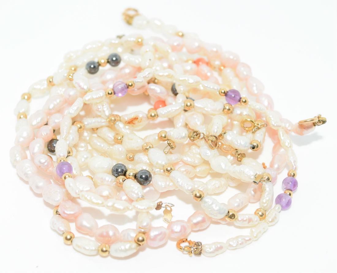 Set of 14k Gold Pearl Necklaces & Bracelets (1 of 3)