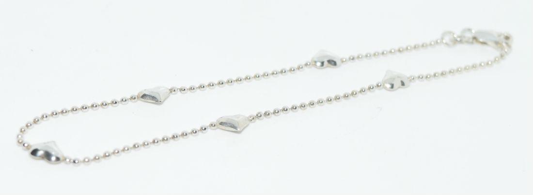 Sterling Silver Heart Link Anklet Bracelet: This piece measures 9” long and the hearts are about 5mm. Stamped 925, SU