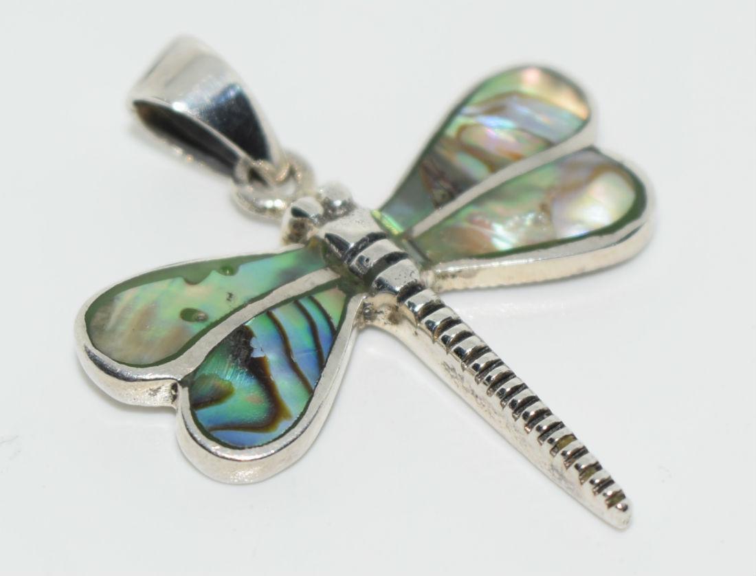 Sterling Silver & Abalone Dragonfly Pendant (1 of 2)