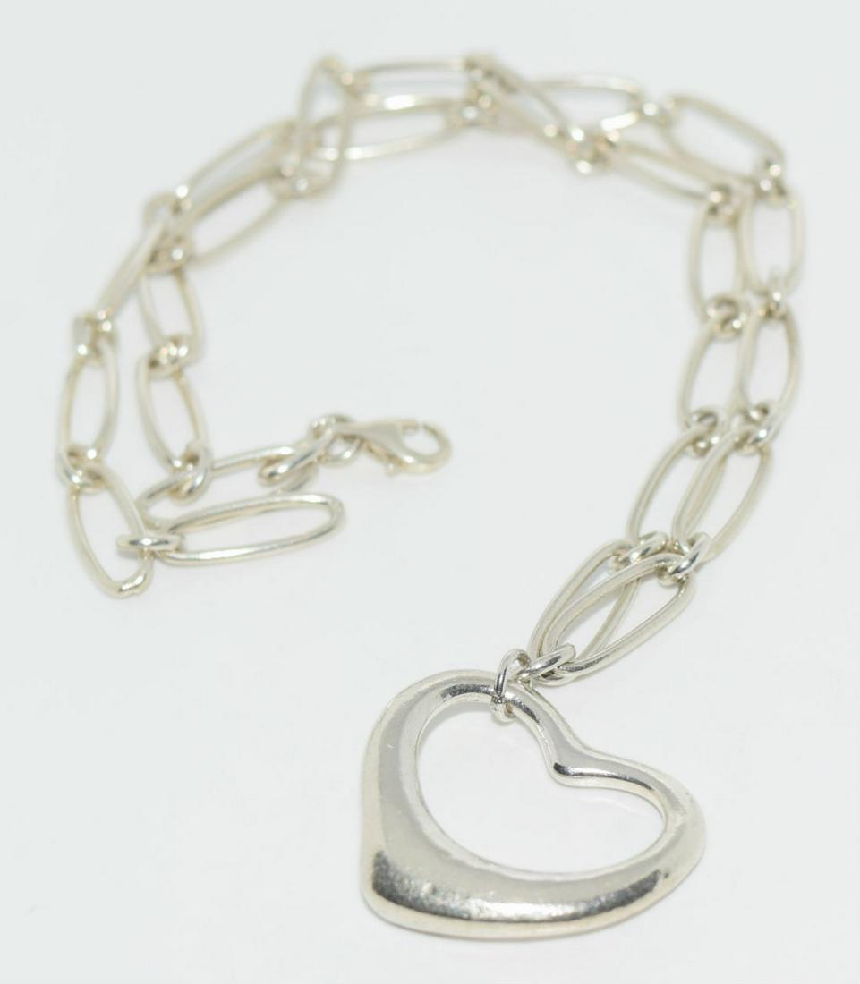 Sterling Silver Link Chain Heart Necklace (1 of 3)