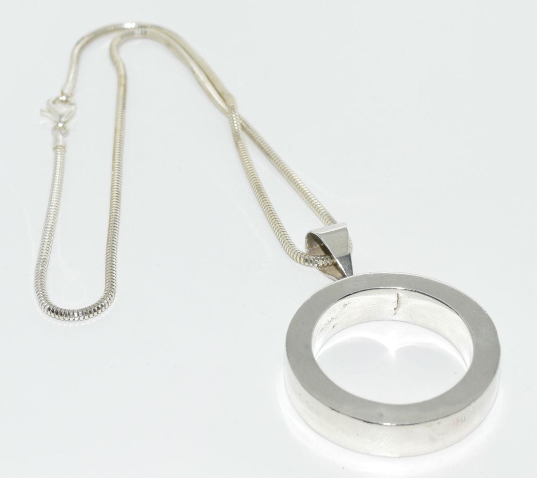 Large Sterling Silver Circle Pendant Necklace (1 of 4)
