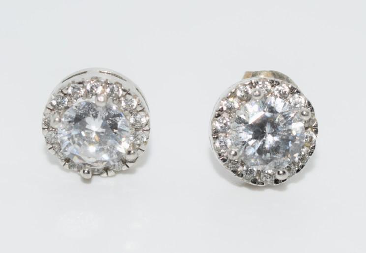 Sterling Silver Halo Style Stud Earrings (1 of 3)