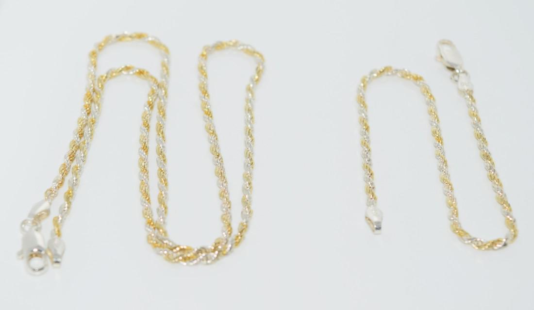 Italy Sterling Two Tone Classic Rope Chain Set (1 of 3)