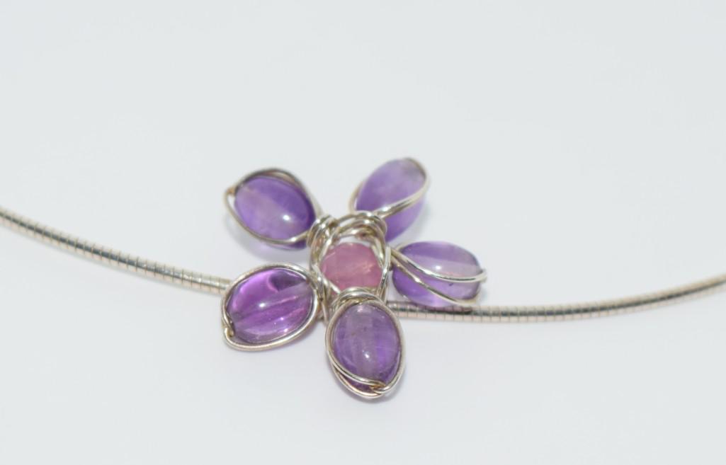 Sterling & Wire Wrapped Artisan Pendant (1 of 2)