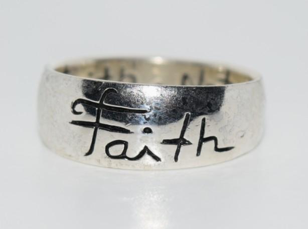 Sterling Silver Faith Quote Band Ring sz 8 (1 of 4)
