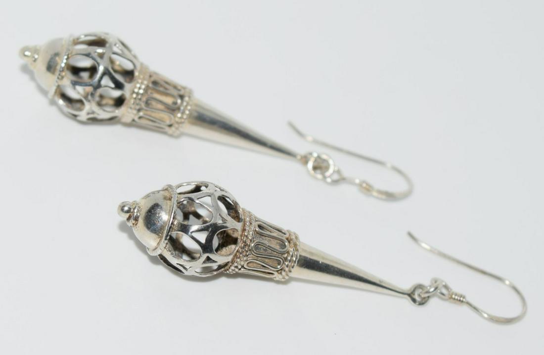 Sterling Byzantine Designed Dangle Earrings: These earrings have a 61.5mm drop and are 12.7mm wide. Stamped 925