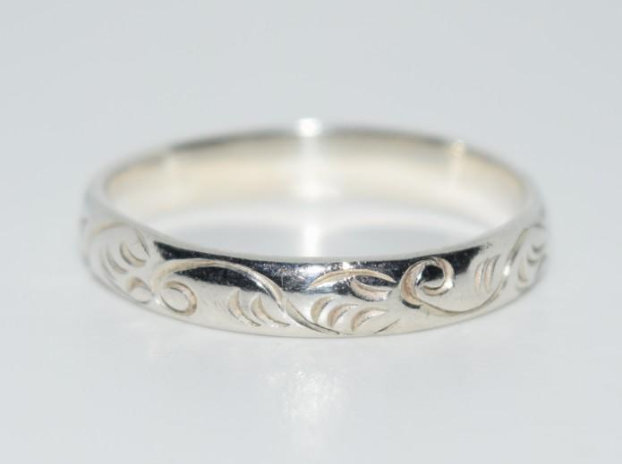 Simple Scroll Designed Sterling Band Ring sz 7 (1 of 3)