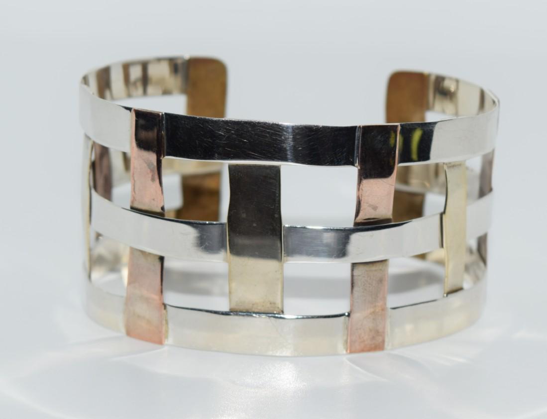 Sterling, Brass, & Copper Weaved Cuff Bracelet (1 of 5)