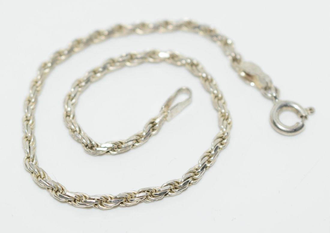 Sterling Silver Rope Chain Bracelet: Sterling silver Rope chain 7” Bracelet 2mm Wide