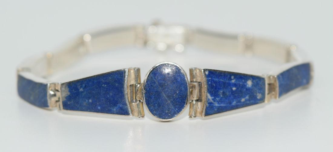 Vintage Natural Lapis Lazuli & Sterling Linked Bracelet (1 of 5)