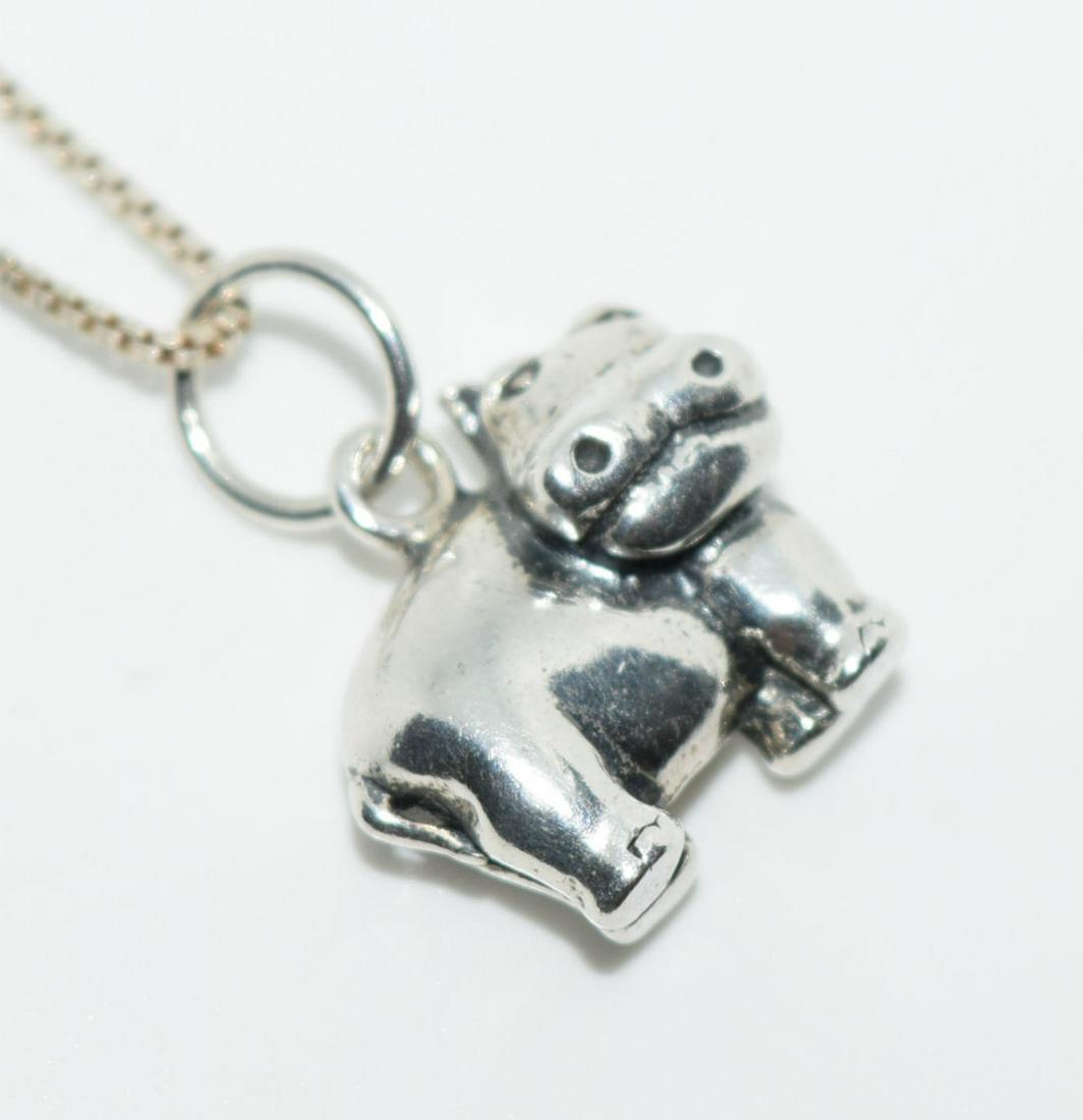 Sterling Silver 18” Hippo Pendant Necklace (1 of 4)