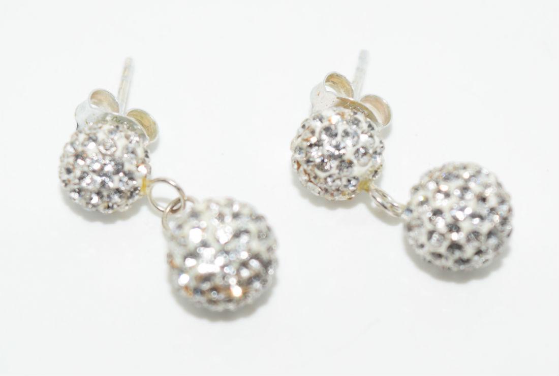 Sterling Crystal Ball Dangle Post Earrings (1 of 2)