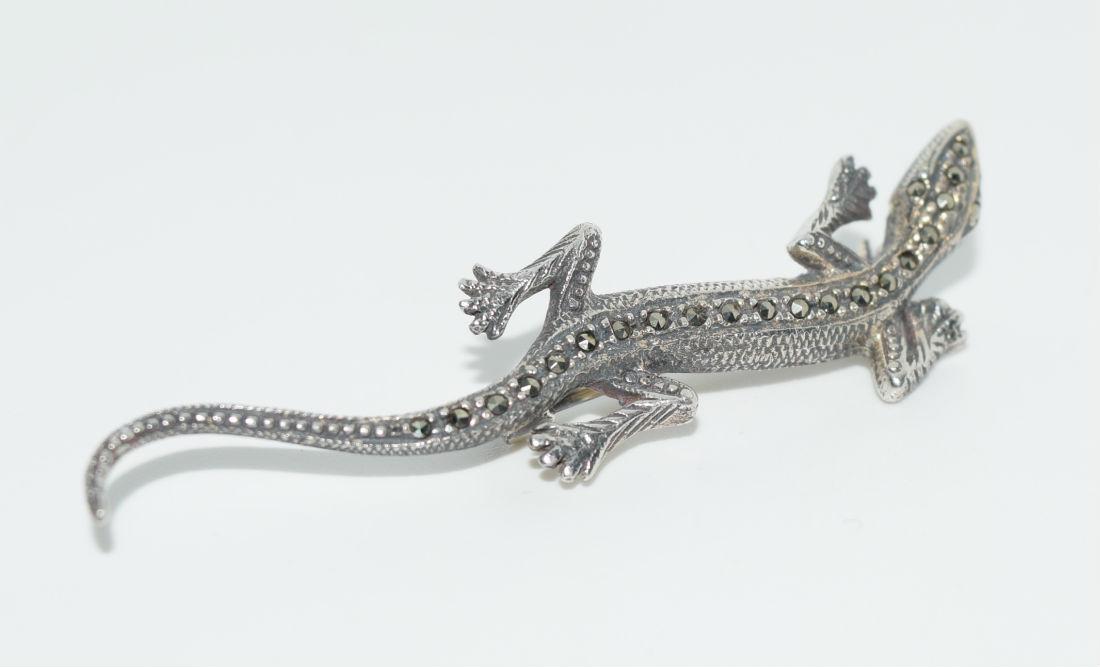 Sterling Silver & Marcasite Lizard Brooch (1 of 3)