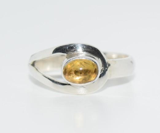 Vintage Sterling Silver Oval Citrine Ring sz 6.5 (1 of 4)