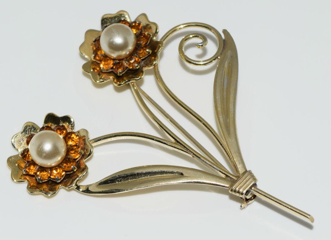 Gold Over Sterling Silver Flower Brooch (1 of 3)