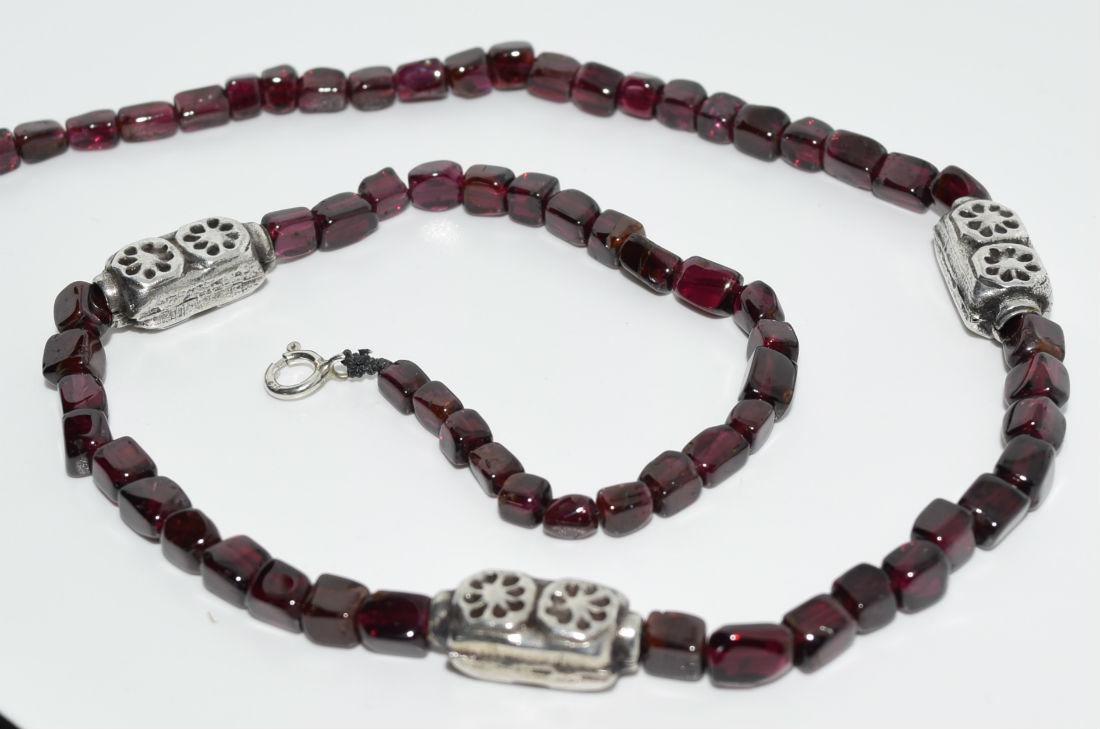 Granet and Sterling Silver Bead Necklace (1 of 4)