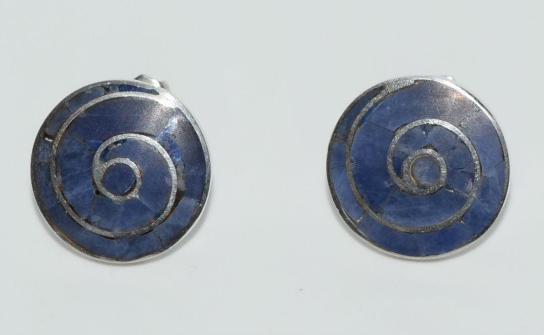 950 Silver Sodalite Swirl Earrings (1 of 4)