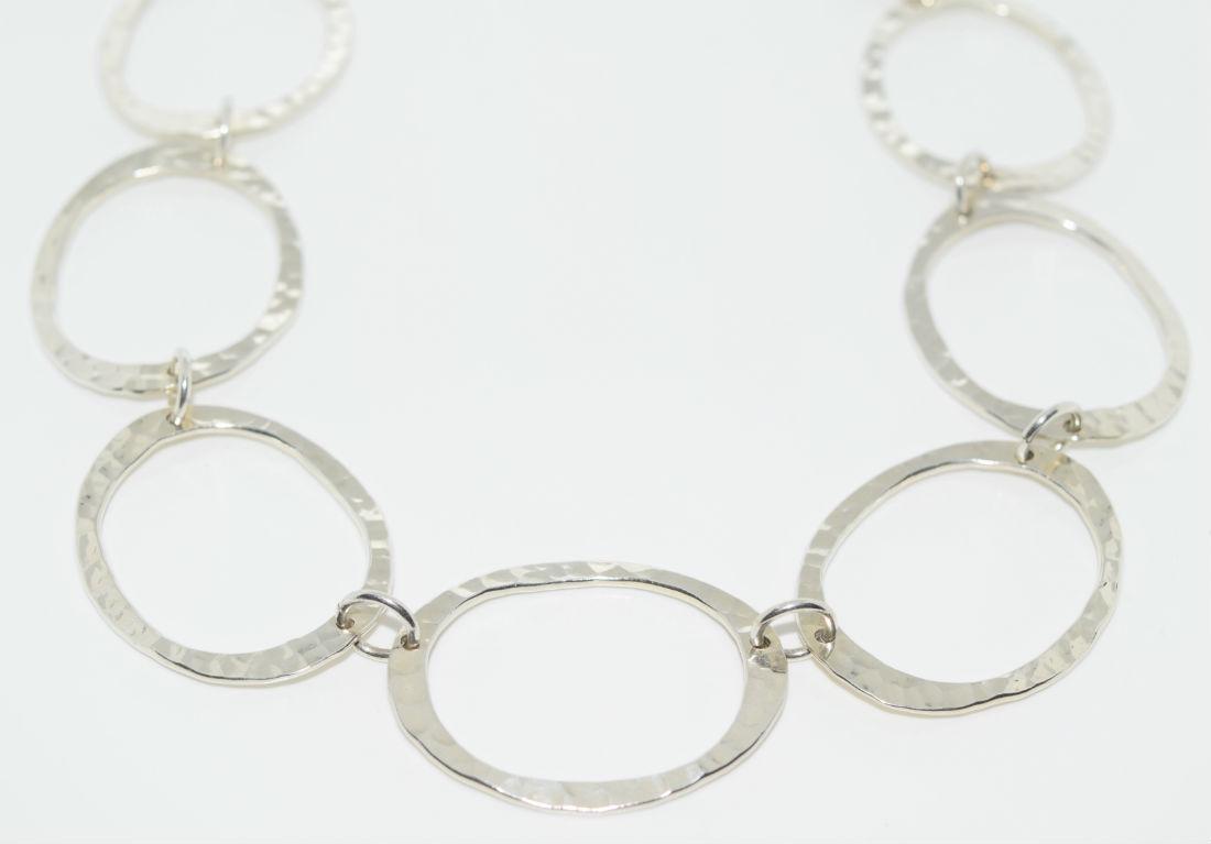 Mexico Sterling Silver Hammered Circle Necklace (1 of 2)