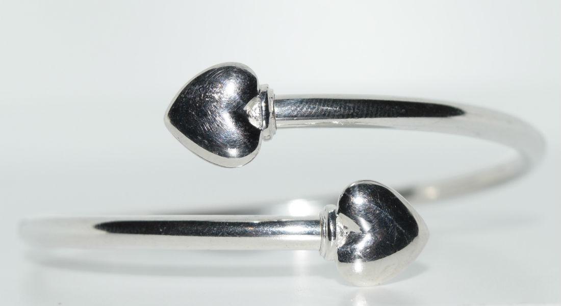 Sterling Silver Heart Wrap Bangle Bracelet (1 of 5)