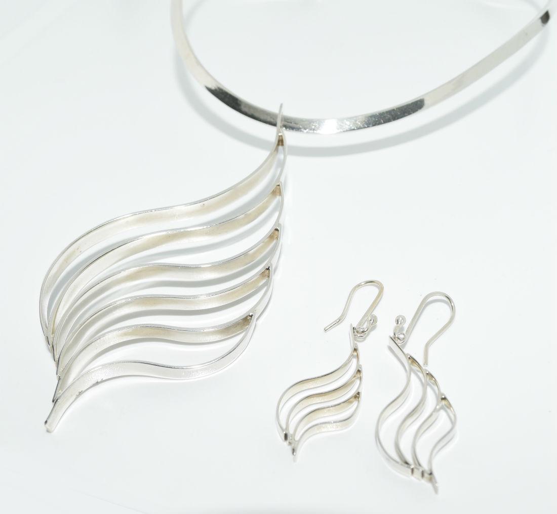Sterling Pendant Collar Necklace & Earring Set (1 of 4)