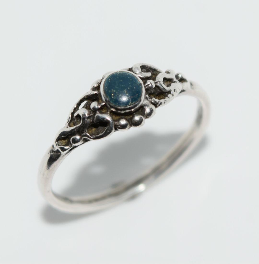 Sterling Silver Green Enamel Scrolled Ring Sz6.25 (1 of 4)