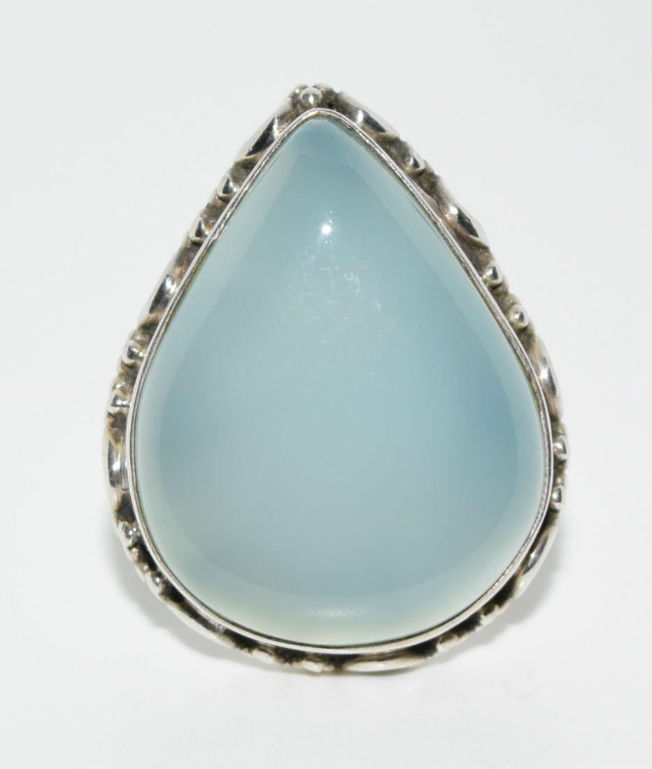 Sterling Silver Teardrop Chalcedony Ring Sz7 (1 of 4)