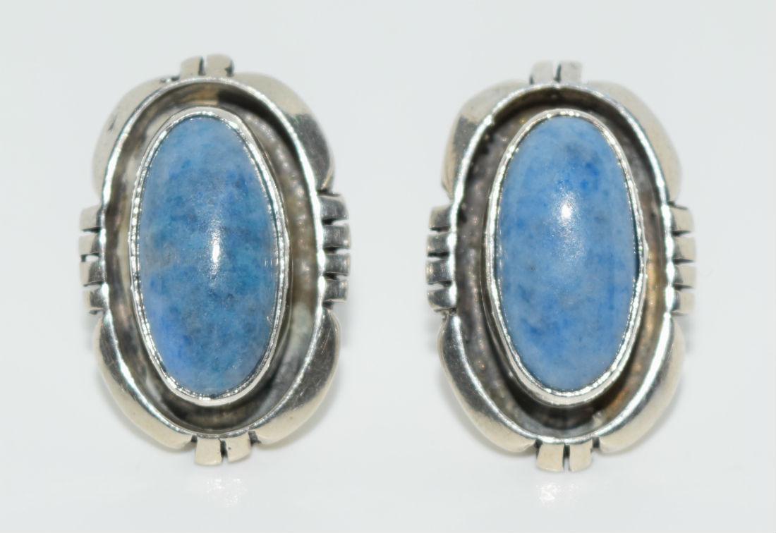 L.M. Nez Sterling Silver Shadow Box Sodalite Earrings (1 of 2)