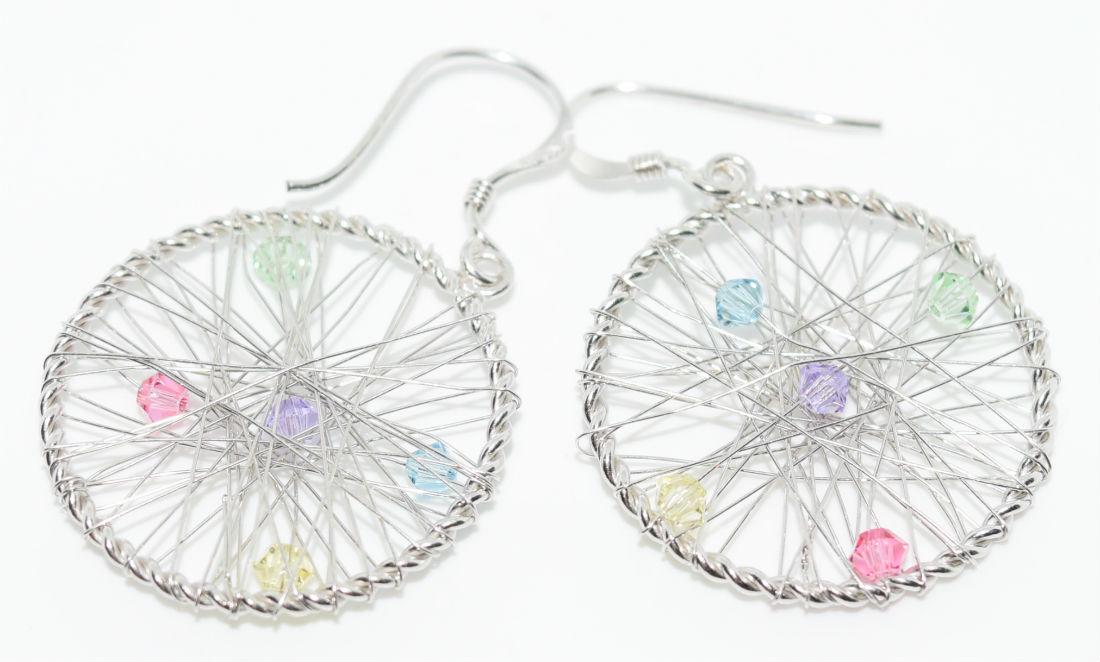 Sterling Silver Circle Wire Bead Dangle Earrings (1 of 3)
