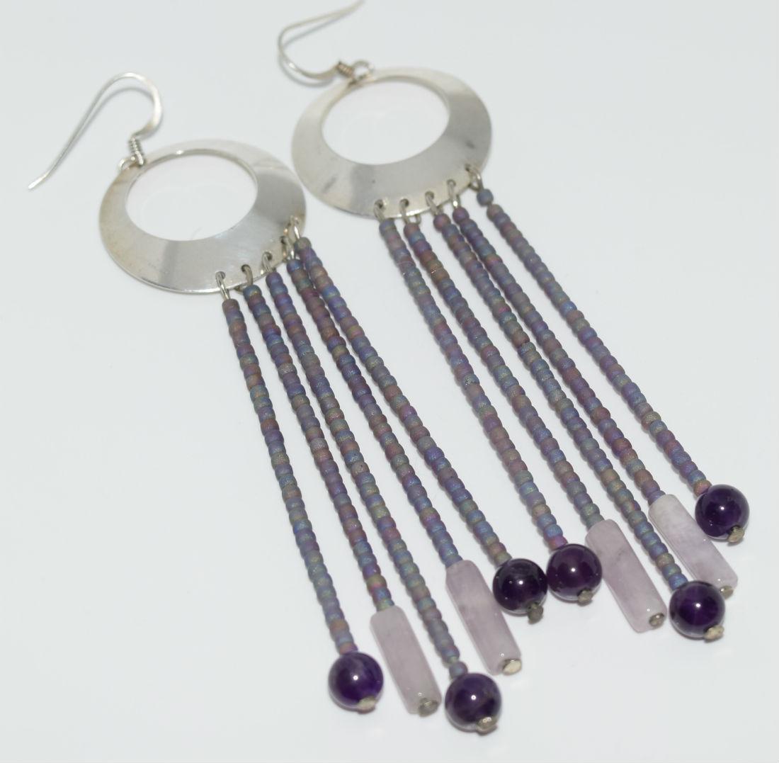 Sterling Silver Amethyst Fringe Earrings (1 of 6)