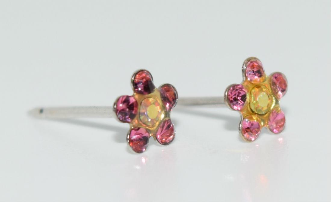 Dainty 14K White Gold Flower Stud Earrings (1 of 2)