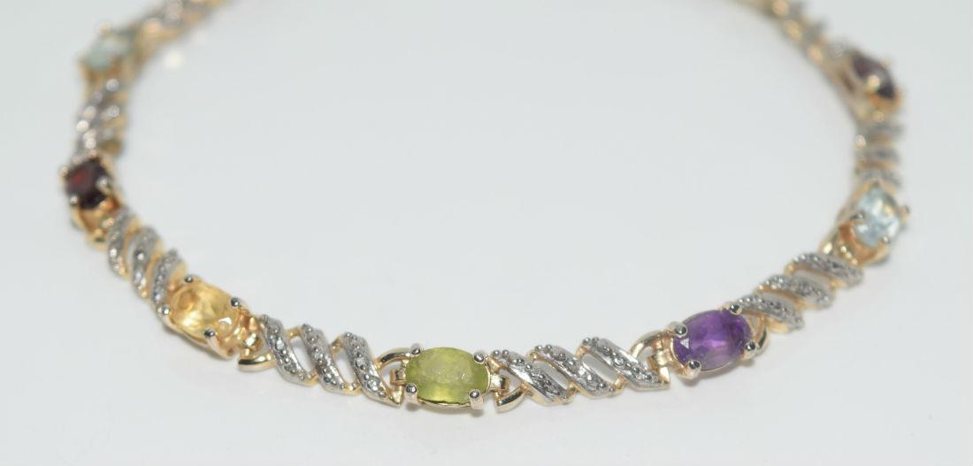 Gold Over Sterling Silver Multi Gemstone Bracelet (1 of 5)