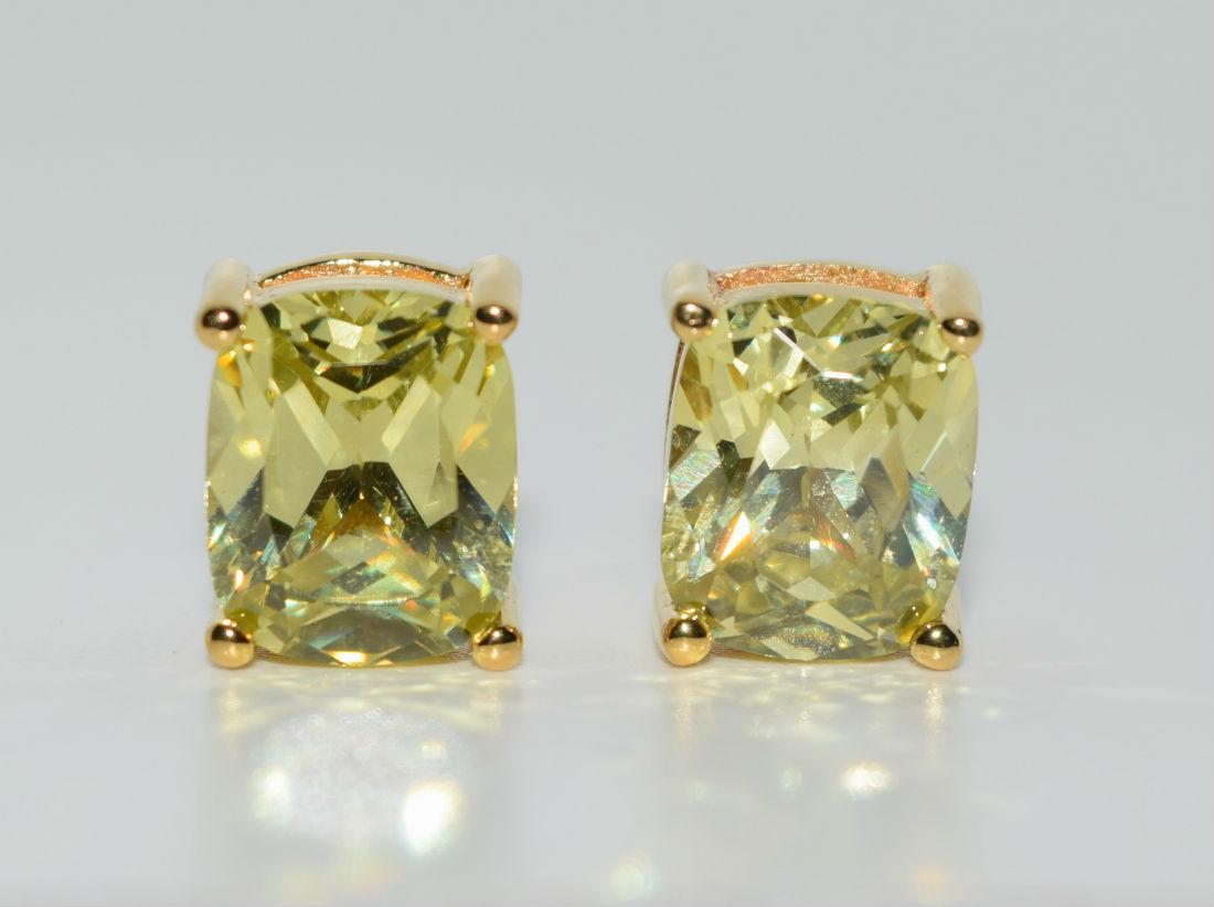 Gold Over Sterling Silver Green CZ Stud Earrings (1 of 2)