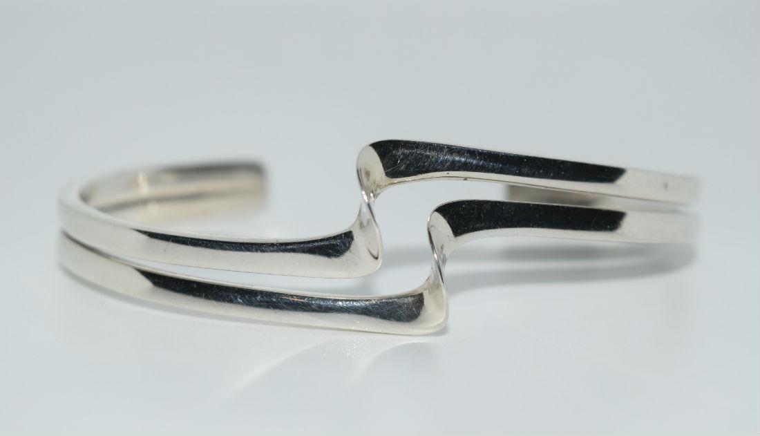 Taxco Mexico Sterling Silver Wave Cuff Bracelet (1 of 6)