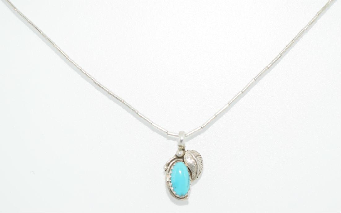 Native American Liquid Silver Turquoise Necklace (1 of 3)