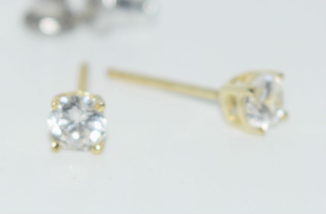 Sterling Silver Gold Tone Round Stud Earrings (1 of 3)