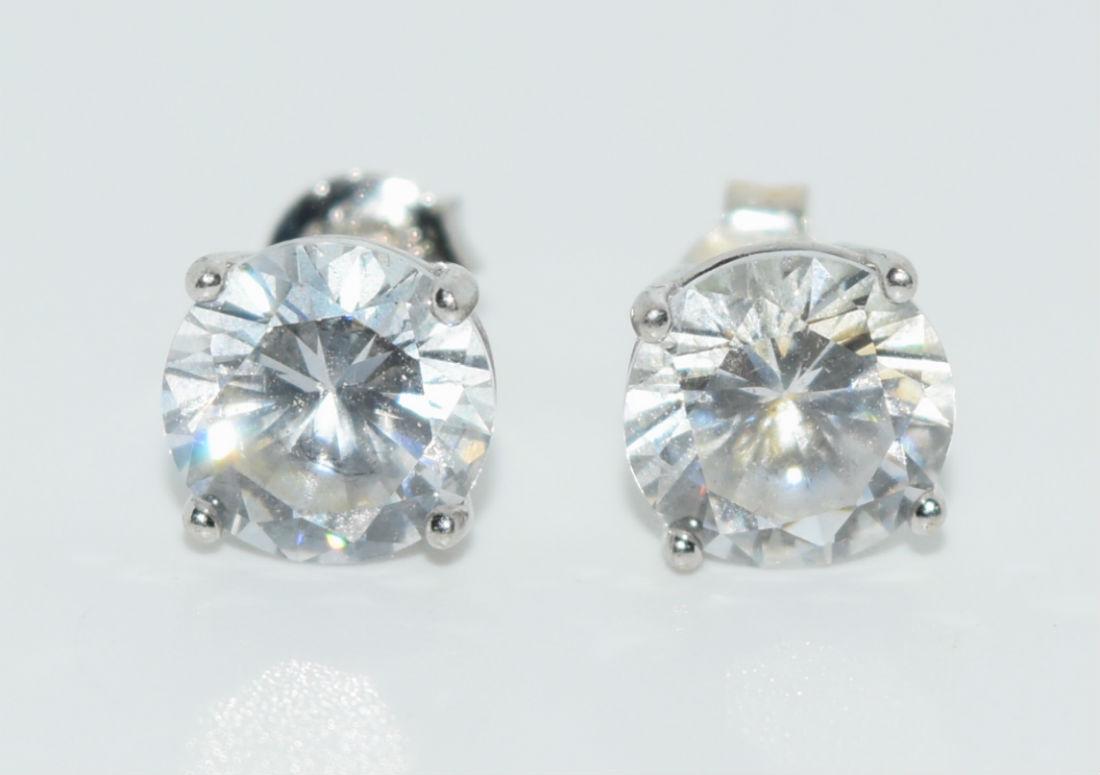 Sterling Silver 8mm Round Solitaire Earrings (1 of 3)