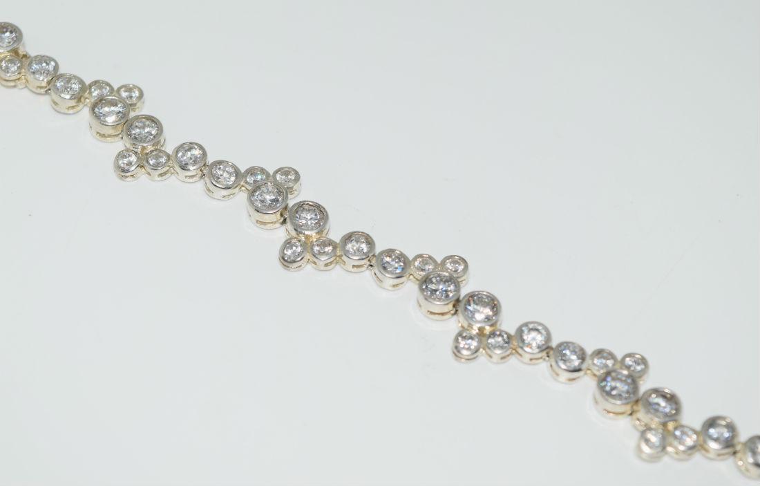 Thailand Sterling Silver Linked Bezel Set Tennis: Sterling Silver Bubble style Round stone bezel set 7” 10.5mm Stamped NF 925 Bracelet