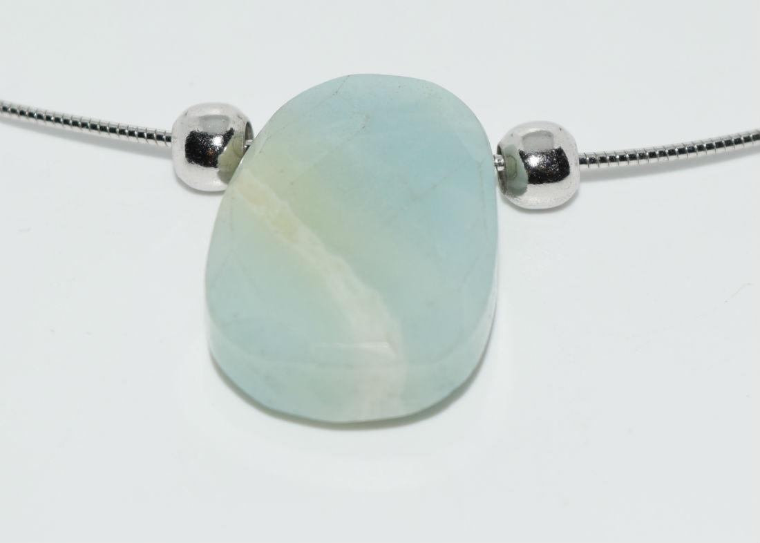 Sterling Large Light Green Natural Stone Slide Pendant (1 of 3)
