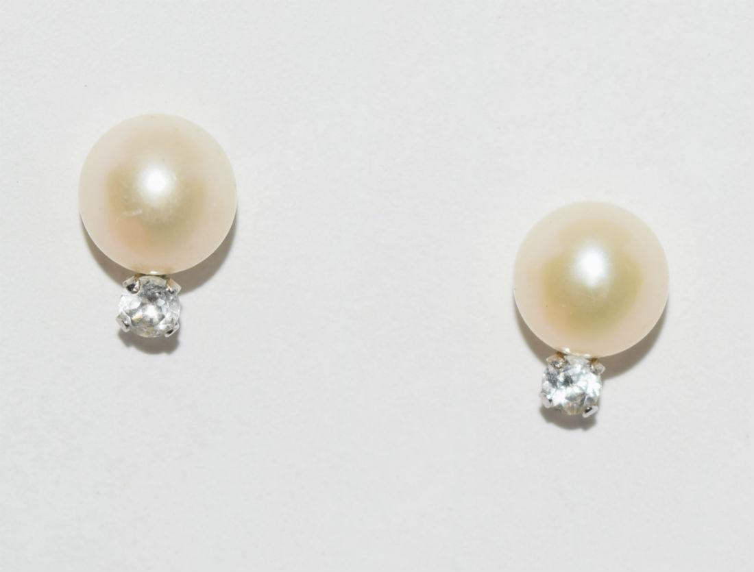 Sterling Natural Pearl & Accent Stone Post Earrings (1 of 4)