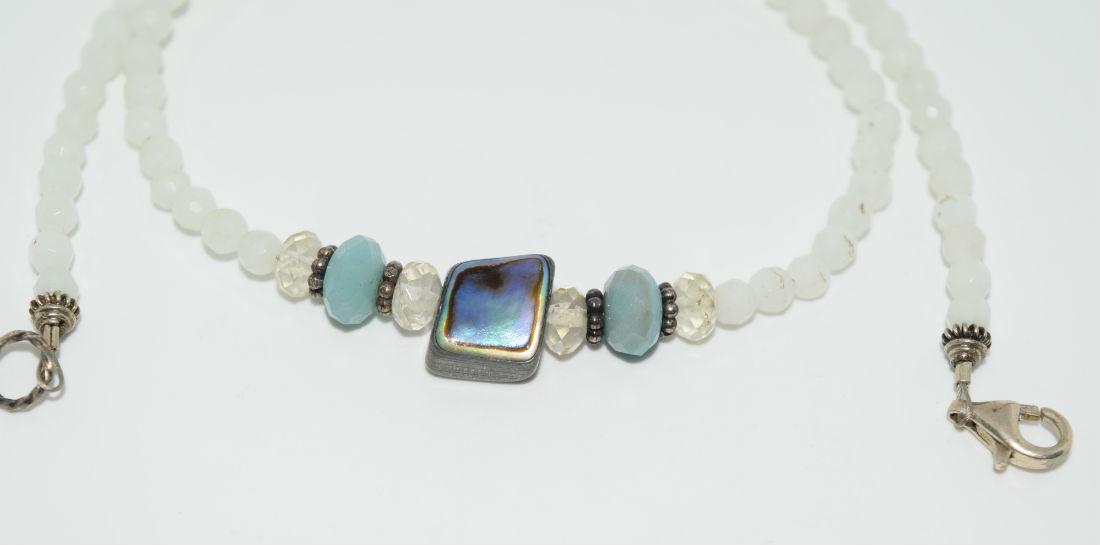 Natural Stone Jade & Abalone Beaded Necklace (1 of 3)