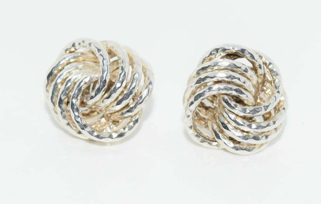 Sterling Silver Diamond Etched Knot Post Earrings (1 of 3)